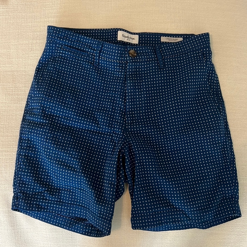 Blue Linen Men’s Shorts 7” inseam